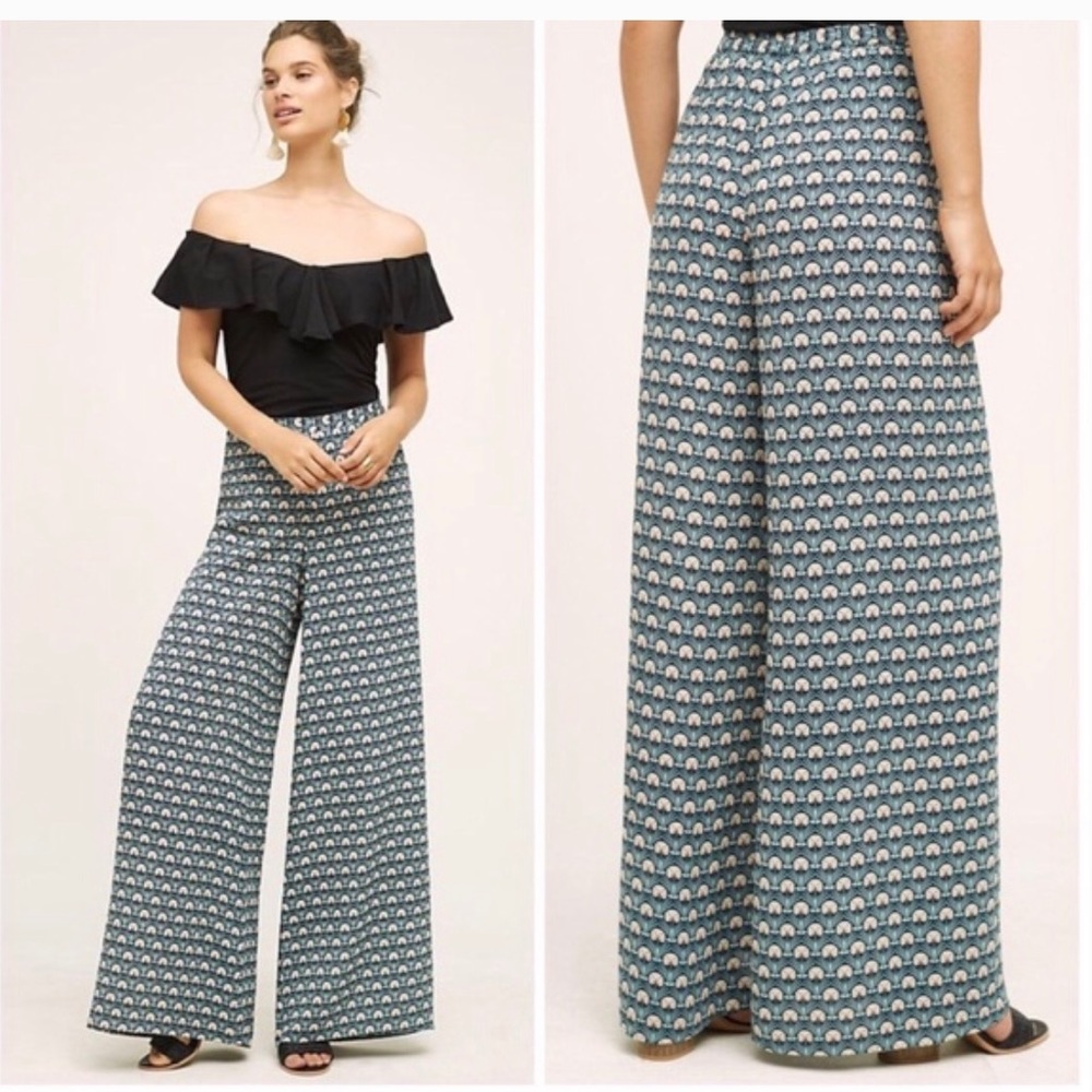 Paper Crown Blue and White Wide Leg Pants